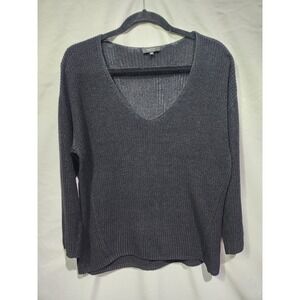 Babaton Aritzia Jarrod Black V-neck Oversized Silk Linen Sweater Womens Small